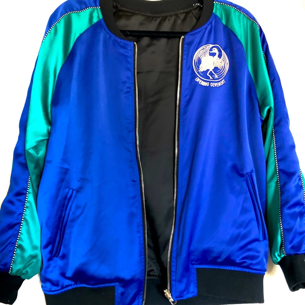 Opening ceremony reversible satin silk jacket